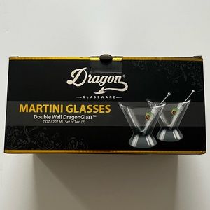 Dragon Double Walled Stemless Martini Glasses (Set of Two)
